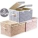 PRANDOM Large Foldable Storage Bins with Lids Fabric Decorative Storage Box Cubes Organizer Containers Baskets with Cover Handles Removable Divider for Bedroom Closet Nursery 17.3x11.8x9.8 Inch 3 Pack