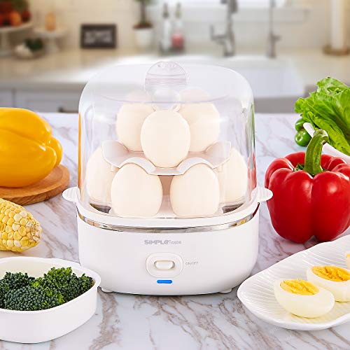 SimpleTaste Electric Egg Cooker for Hard or Soft Boiled Eggs, Poached Eggs, Omelets and Steamed Foods with Auto Shut Off Feature and 2 Tiered, 10 Eggs Capacity - Thumbnail 2