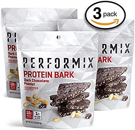 PERFORMIX Protein Bark - Crunchy Protein Bar, No Added Sugar, 1g Net Low Carb, Gluten Free, 3 Pack, Chocolate Peanut with Sea Salt