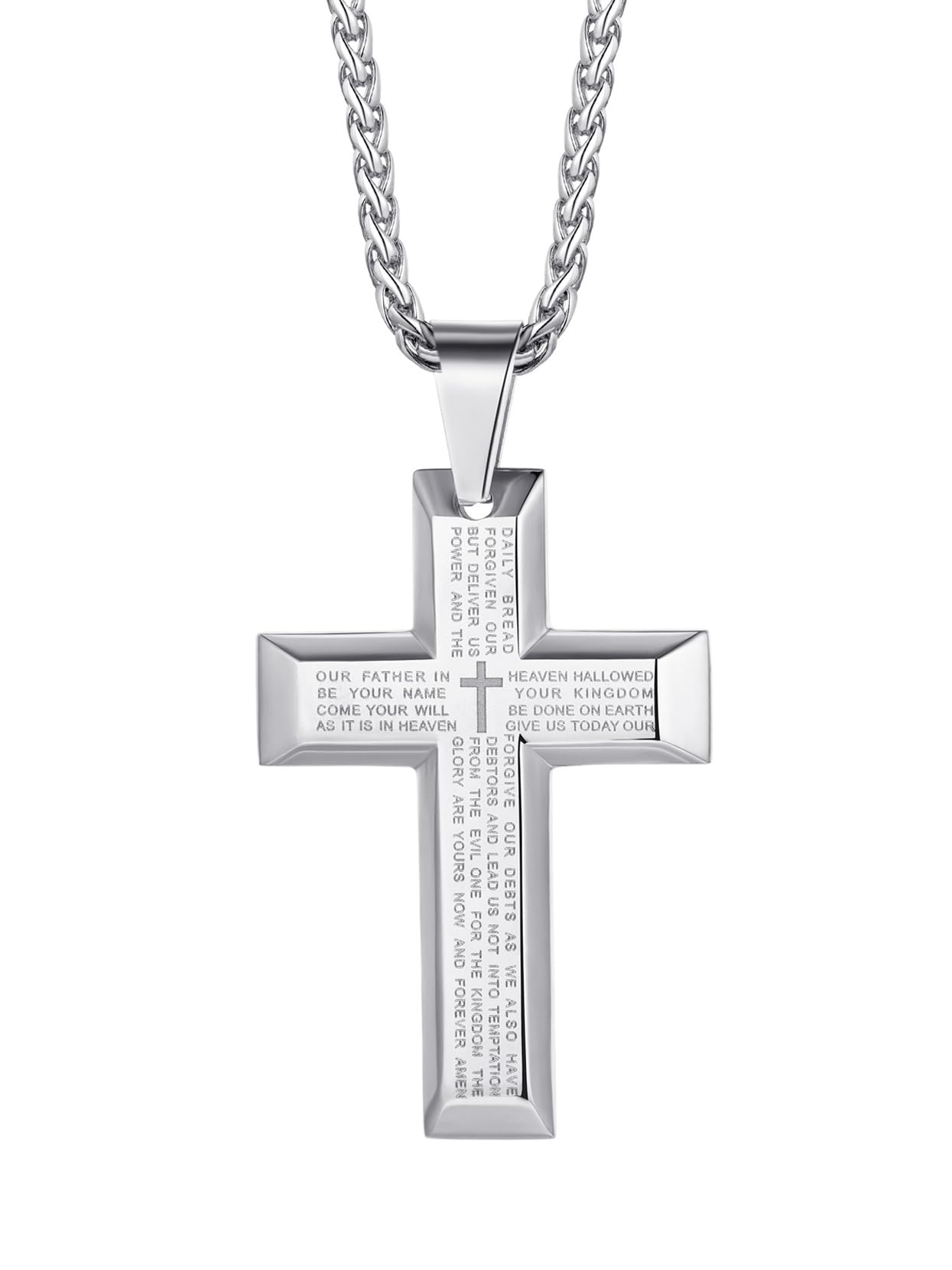 Richsteel Stainless Steel Pendant Necklace With Chain Mens For Women Crucifix Men Cross Bible Christian Necklaces