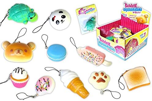 New Dimensions - Emzo's Kawaii Squeezies Generic Assorted Novelty Squishable Collectible Miniatures - 4 Pack Bundle
