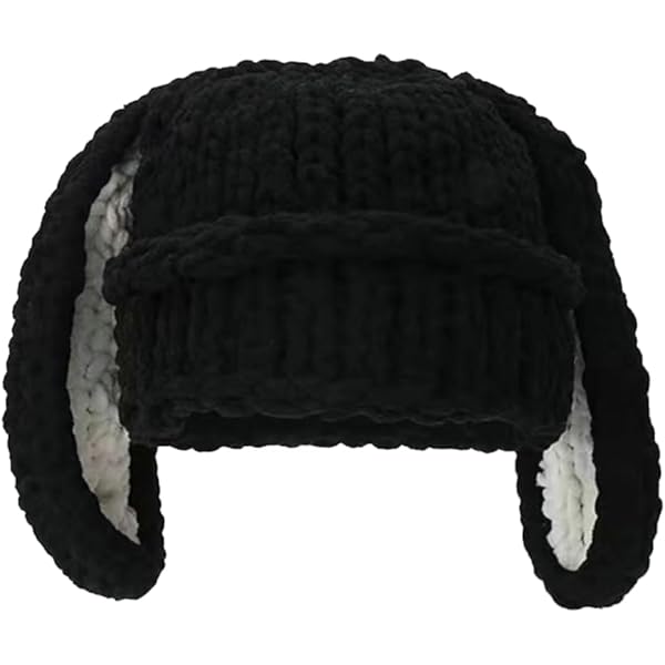 Bunny Beanie Hat for Women Men Y2k Cute Plush Beanie Fluffy