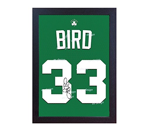 S&E DESING Larry Bird Boston Celtic NBA signed autograph CANVAS 100% cotton t- shirt Framed