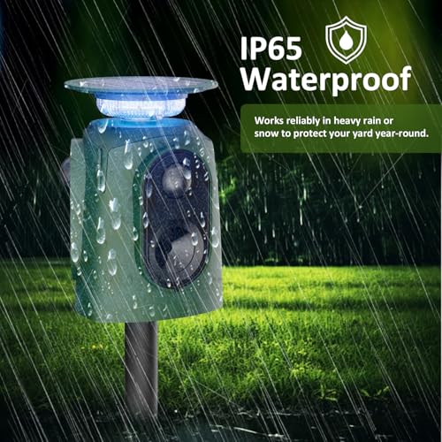Cat Repeller Ultrasonic Solar Animal Repellent, 360° Marten Deterrent with LED Light, Cat Repellent, Marten Repellent, Garden, IP65 Waterproof, 5 Modes, Raccoon Repellent for Cats, Dogs, Martens, Mice