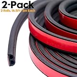 Universal Self Adhesive Auto Rubber Weather Draft Seal Strip 51/100 Inch Wide X 1/5 Inch Thick,Weatherstrip for Car Window and Door,Engine Cover Soundproofing,Total 33Feet Long(2 Rolls of 16.5 Ft Long