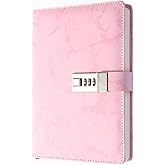 IFINTECHNO Diary Gift Set, Marble PU Leather 300 Pages Journals for Writing, Drawing Notebook with Lock Includes Combination Lock, Double Layer Pencil Pouch, Bracelet, Diamond Pen