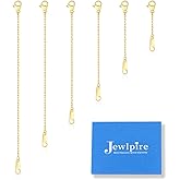 Jewlpire 18K 14K Gold Plated Necklace Extender for Women with 6 Piece Set (1", 2", 3", 4", 5", 6"), Box Chain | Cable Chain Extender for Necklace, Extenders for Bracelets Anklets