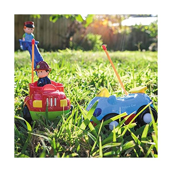 Top-Race-TR-02-RC-Cartoon-First-Remote-Control-Set-of-2-Fire-Engine-Police-Car-Toys-Musical-Song-Light-with-2-Transmitters-Different-Frequencies-Play-Them-Together-Children-Age-2 Top Race My First Remote Control Car Toys - Cartoon Remote Control Police and Fire Engine with Lights and Sounds - Play…
