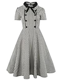 HELYO 212 - Vestido de cóctel de manga corta para mujer, estilo rockabilly, con cuello de lazo