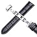 iStrap 24mm Cow Leather Watch Band Alligator Grain Padded Replacement Deployment Strap Black 24