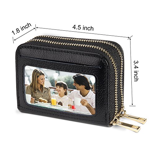 Takyu RFID Wallet for Women, Ladies Designer Wallets With Double Zipper (Black)