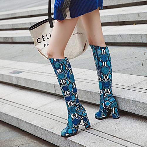 51bIiCgCUjL YHZQ 2020 Mujeres De Alto De Rodilla Botas, Patrón De La Serpiente De Cuero Tacones Altos Botas De Moda blue-EU40 YHZQ 2020 Mujeres De Alto De Rodilla Botas, Patrón De La Serpiente De Cuero Tacones Altos Botas De Moda blue-EU40 - Imagen 6