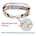 bayite Leather Bands Compatible with Fitbit Alta and Alta HR, Metal Clasp Leather Cord Wristband with Rhinestone Bling, (Rose Gold with Rhinestone, 5.5