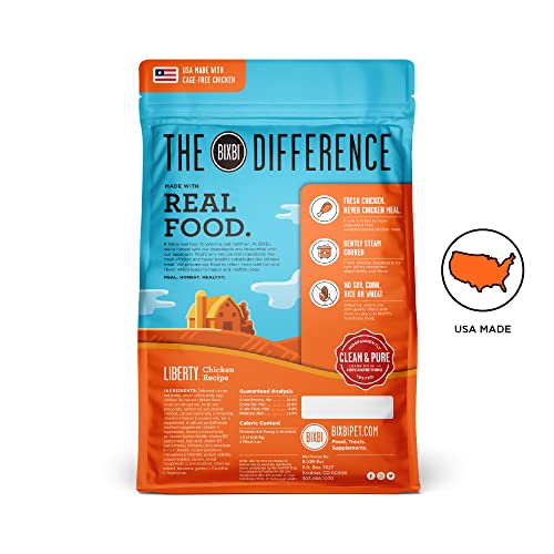 BIXBI LIBERTY GRAIN-FREE DRY DOG FOOD, CHICKEN RECIPE – FRESH MEAT, HIGH PROTEIN, NO MEAT MEALS – USA MADE, 4 LBS