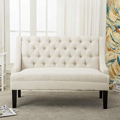 Button Tufted Settee Bench Banquette Loveseat Sofa Dining Bench Fabric