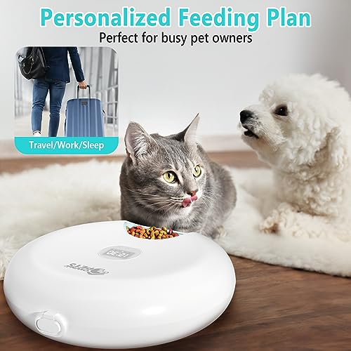 Ownpets 6 Meals Automatic Cat Feeder for Wet/Dry Food, with 2 Ice Packs
