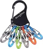 Nite Ize KeyRack Locker, Stainless Steel Carabiner Key Chain with 6 Colorful Locking S-Biners to Hold + Identify Keys, Black