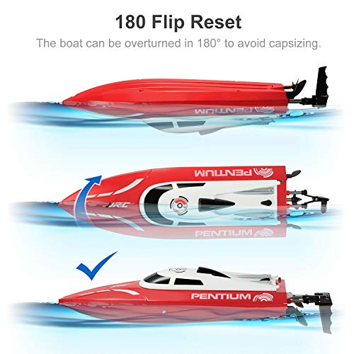 SGILE RC Race Boat,25 KM/H Remote Control Boat for Kid Adult,2.4 GHz 180° Flip High-Speed Boat, Red - Thumbnail 2