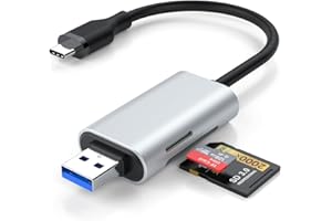 2-in-1 USB C & USB A SD/TF Card Reader, USB 3.0 OTG Memory Card Adapter for SD, Micro SD (SDHC/SDXC/MMC), Trail Camera Viewer