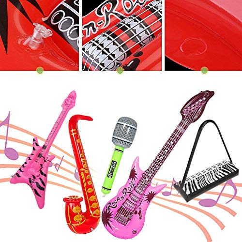 image for Wenosda 6pcs Inflatables Guitar Saxophone Microphone Beth Keyboard Mus