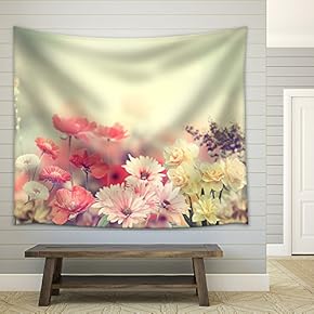 Variation of Colorful Spring Flowers - Fabric Wall Tapestry Home Decor - 51x60 inches