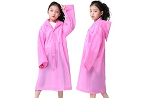 Aoyinfe Rain Ponchos Raincoats for Kids, Reusable Portable Emergency with Hood Outdoor