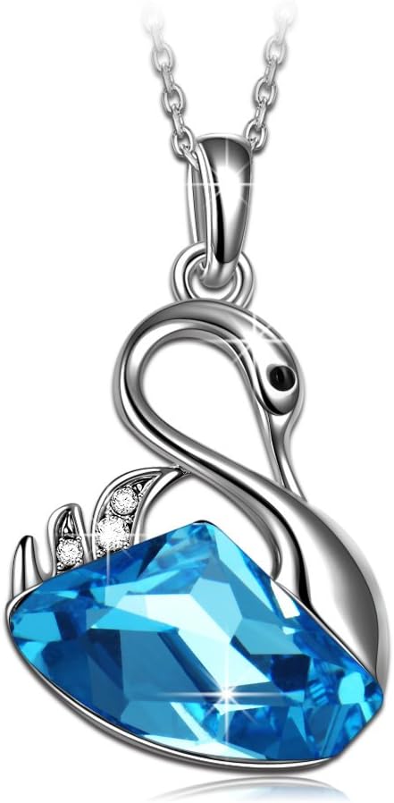 Lady Colour Swan Lake Necklace for Women with Blue Crystals Pendant Jewellery
