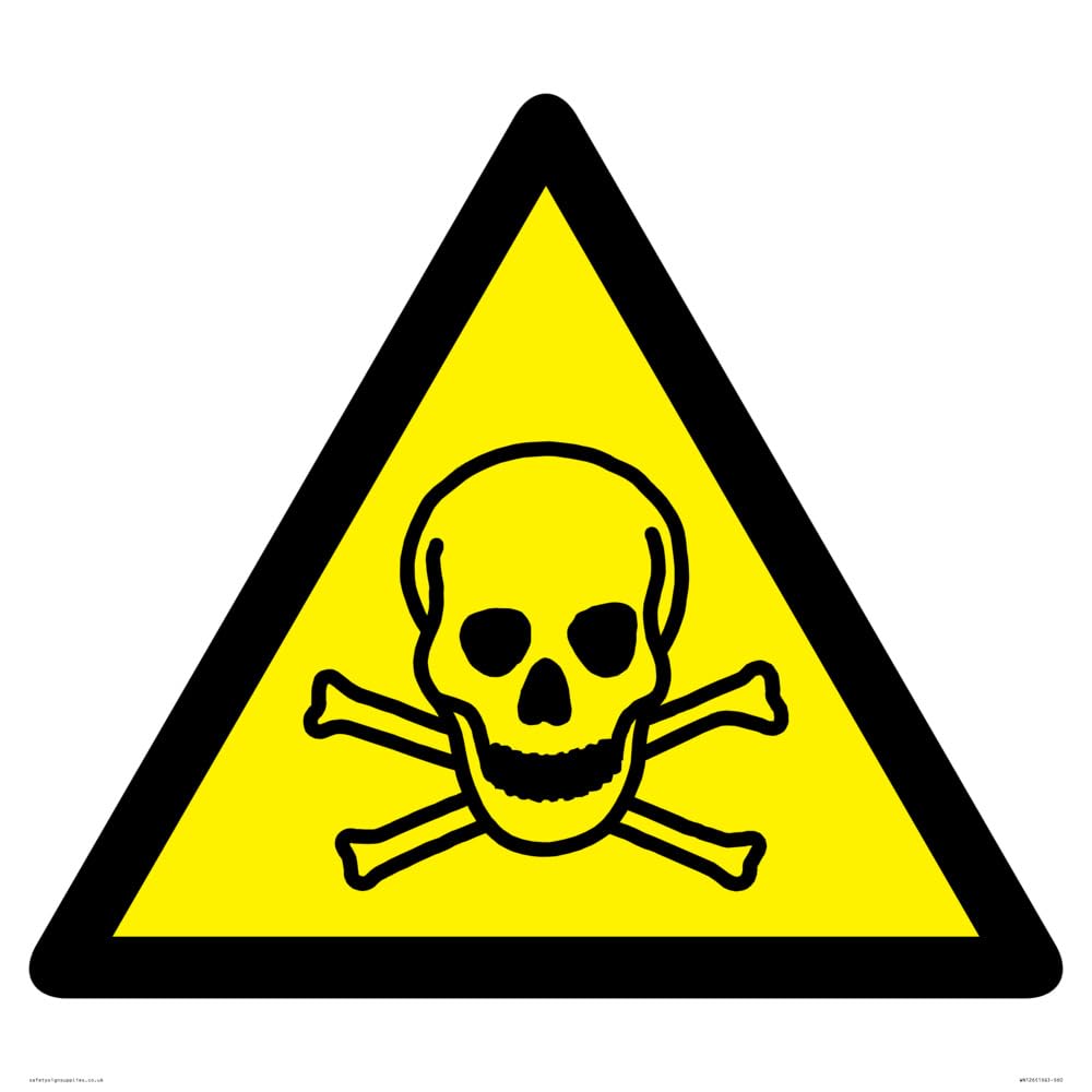 Viking Signs W016 Warning: Toxic material Sign - 600x600mm - S60, Yellow/White