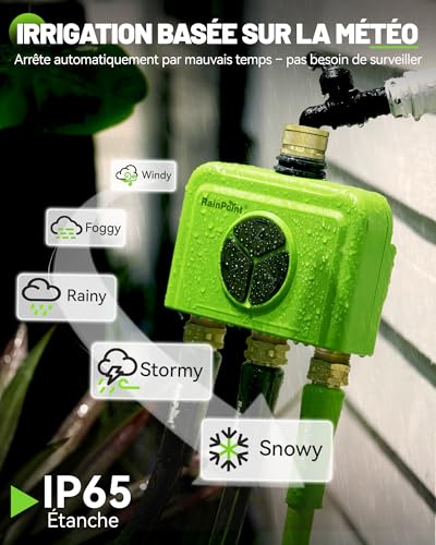 RAINPOINT 3 Zone WiFi Watering Timer with Hub, Connected Watering Timer, Brass Input, App and Voice Control, Automatic Rain Delay for Garden and Lawn