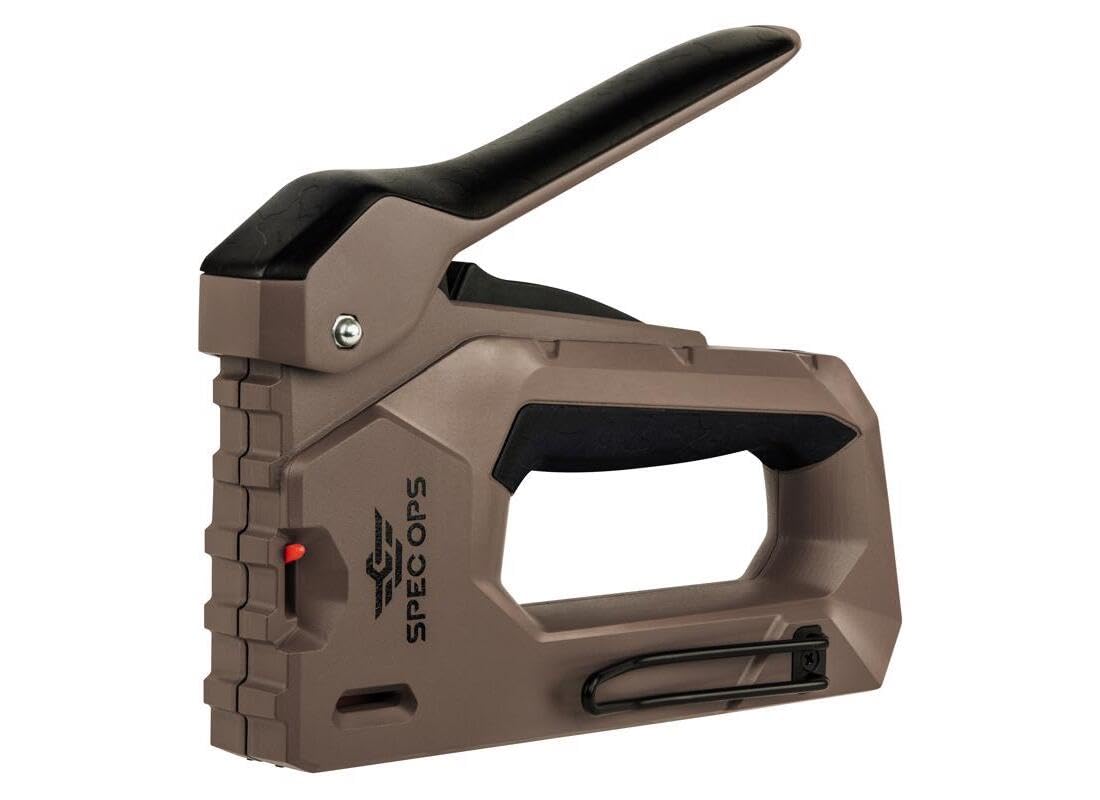 Spec Ops Tools Heavy Duty Staple Gun, 1/4" - 9/16" Staples, 18-Gauge Brads, Reduced Effort