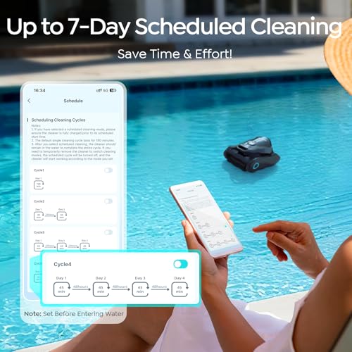 C1 Cordless Pool Cleaner Robot – 180 Mins Run Time, Triple-Motor Powerful Suction, Wall & Waterline Cleaning, Smart APP Navigation, Dual-Layer Filtration for Inground Pools up to 150㎡ (Onyx)