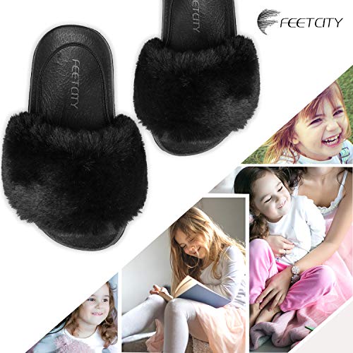 fuzzy sandals with strap