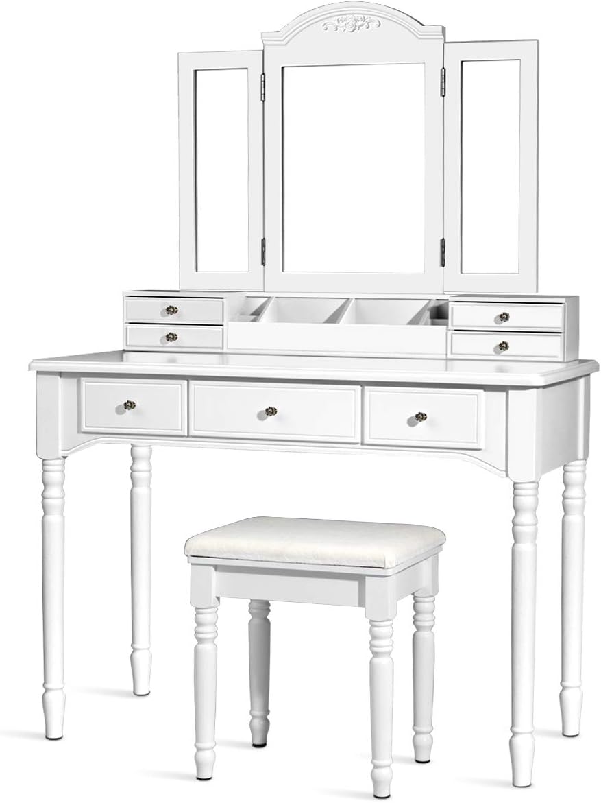 7 drawer mirrored dressing table