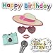 Birthday Photo Booth Props - 41-pc Kit with 8 x 10-Inch Sign, 60 Adhesive Pads, 45 Sticks