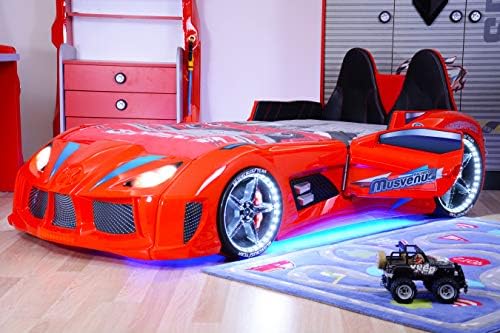 WonderSleep LED Lights Sounds Car Kids Bed Red