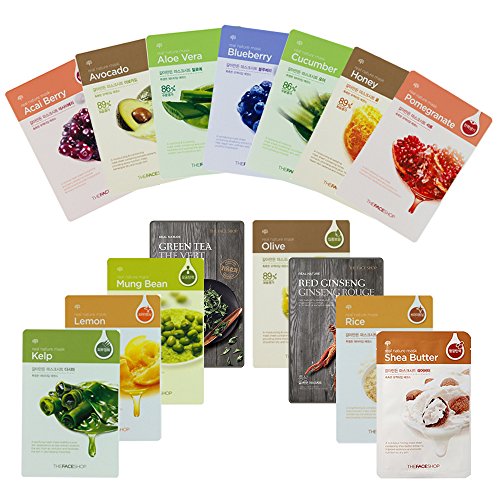 The Face Shop Facial Mask Sheets (15 Treatments), Real Nature Full Face Masks Peel Off
