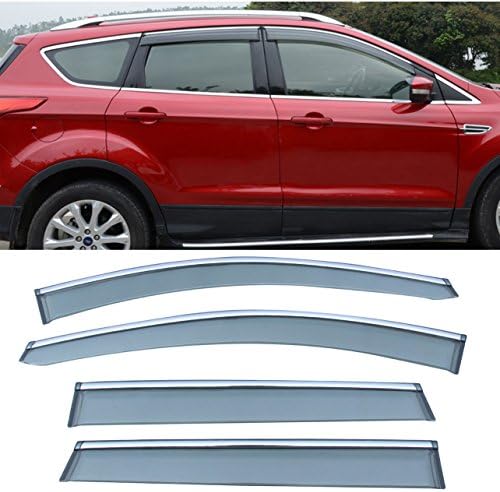 AutoCat 4pc Chrome Trim Sun/Rain Guard Vent Shade Window Visors Fit 13-16 Ford Escape