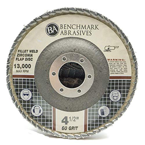 Benchmark Abrasives 4.5 inch Zirconia Curved Fillet Weld Flap Discs, Grinding Wheel for Cleaning Welds, Finishing Deburring of Irregular Surfaces (5 Pack) - 60 Grit
