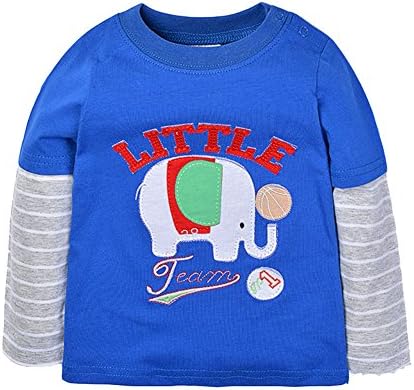 Warmbaby Little Boys Kids Long Sleeve T-shirts 2T 24 Months Blue Elephant