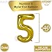 Giant Number 5 Balloon Gold for 5th Birthdays - 40 Inch | Foil 5 Balloon Number with Gold Confetti Balloons | 5th Birthday Balloons for 5 Year Old Party | 5th Birthday Decorations for Girls and Boys