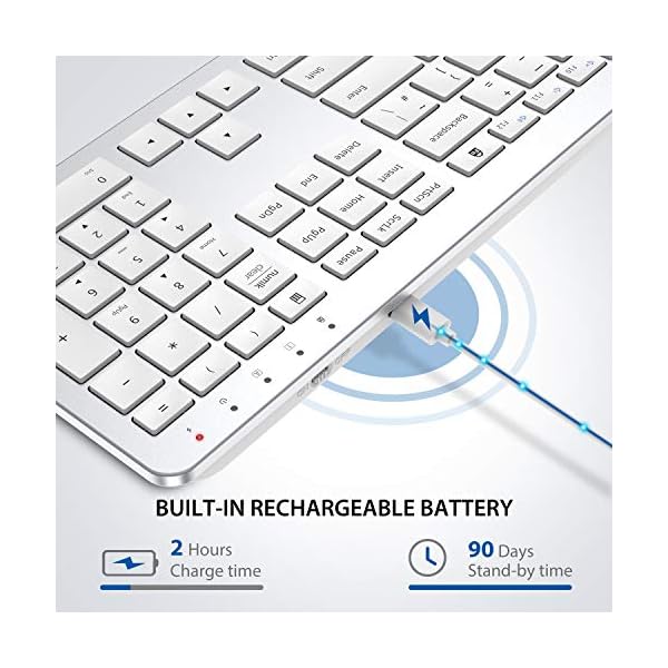 iClever-Wireless-Keyboard-Rechargeable-Wireless-Keyboard-Ergonomic-Full-Size-Design-with-Number-Pad-24G-Stable-Connection-Slim-White-Keyboard-for-Windows-Mac-OS-Computer iClever 2.4G Wireless Keyboard - Rechargeable Wireless Keyboard Full Size Design with Number Pad, 2.4G Stable Connection…