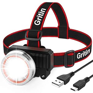 Gritin hoofdlamp, USB oplaadbare led-hoofdlamp met bewegingssensor, zeer helder, waterdichte hoofdlamp met 2000 lumen en…
