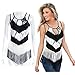 FUA Women Summer Women Casual Sleeveless Tassel Tank Tops Blouse T-Shirt