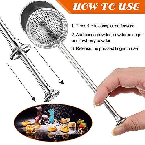 CYTCYFCZPT Powdered Sugar Duster, Sugar Duster, With Food Grade Silicone Brush, Stainless Steel