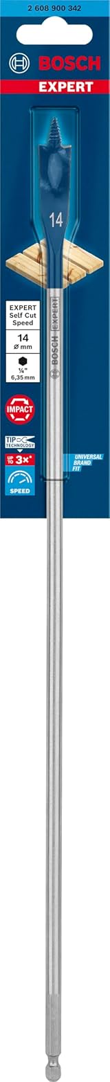 Bosch EXPERT Self Cut Speed Spade Drill Bit 14 mm 400 mm Hex Shank view 2