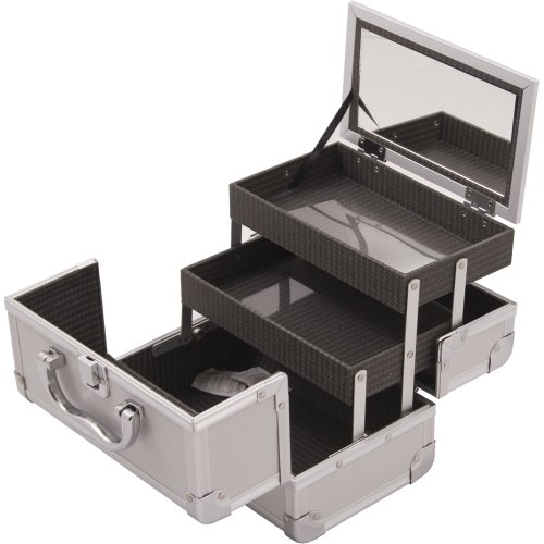 Justcase m1001 cosmetic makeup train case with mirror and easy cl…