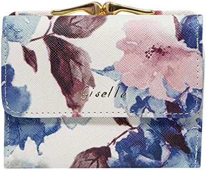 Amazon Co Jp Giselle がま口 財布 レディース 小さい 三つ折り ミニ財布 薄い がまぐち 小銭入れ カード入れ 大容量 がまぐち 財布 花柄 花柄ブルー ジュエリー