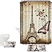 Amagical 3 Piece Paris Tower Print Shower Curtain Set Bath Mat Set,Bath Mat U Shape Mat and Bathtub Shower Curtains with 12 Hooks