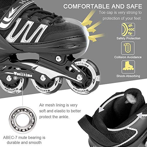 Woolitime Sports Adjustable Blades Roller Skates for Boys and Kids with Featuring All