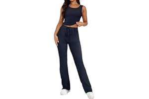Bloggerlove Womens 2 Piece Outfits Summer Top and Pants Sets Trendy Matching Loungewear 2024 Lounge Tracksuits Fashion